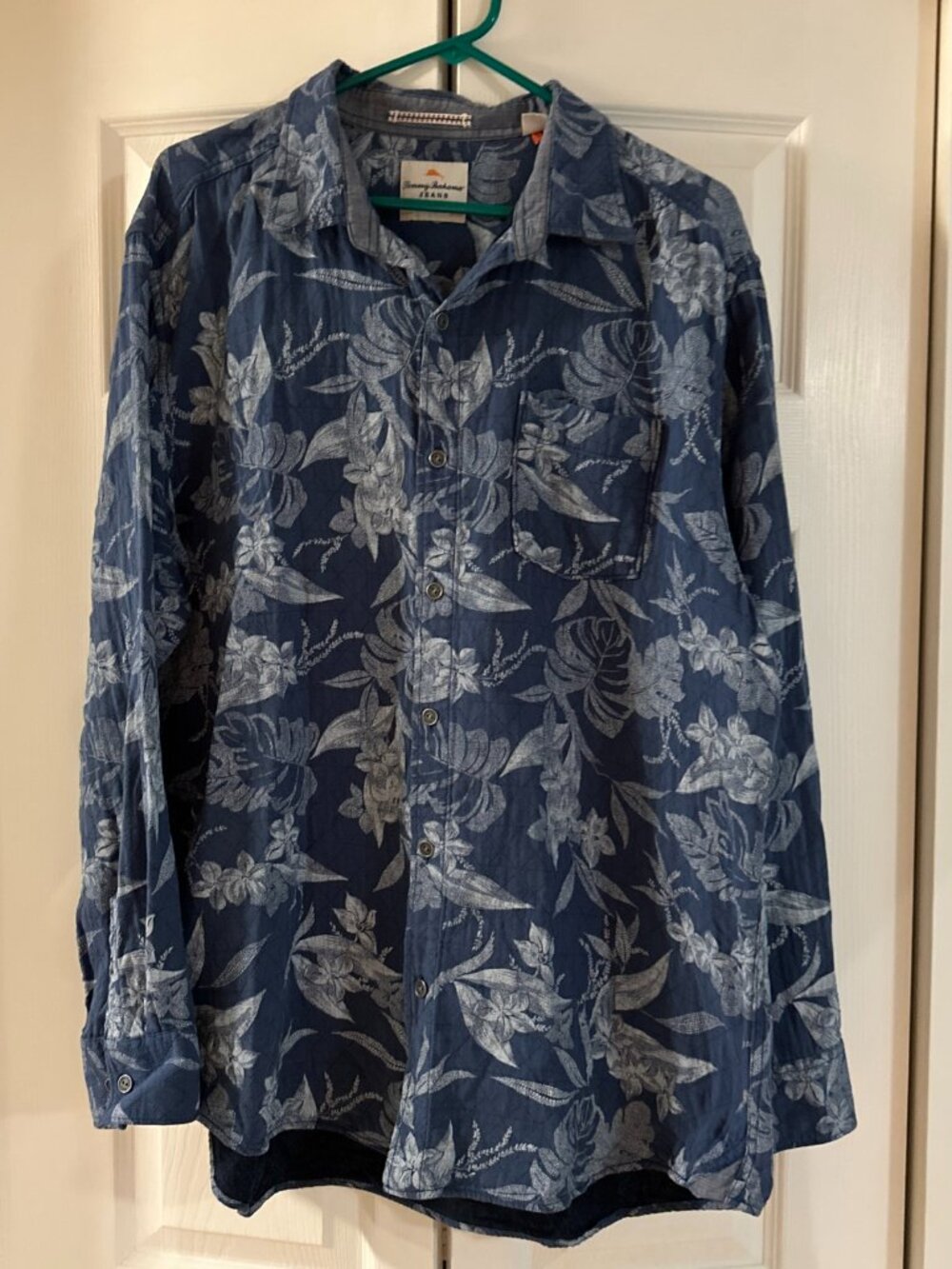 Tommy Bahama Jeans Men’s XL/TG Blue/White Floral Tropical LS Button-Up Cotton